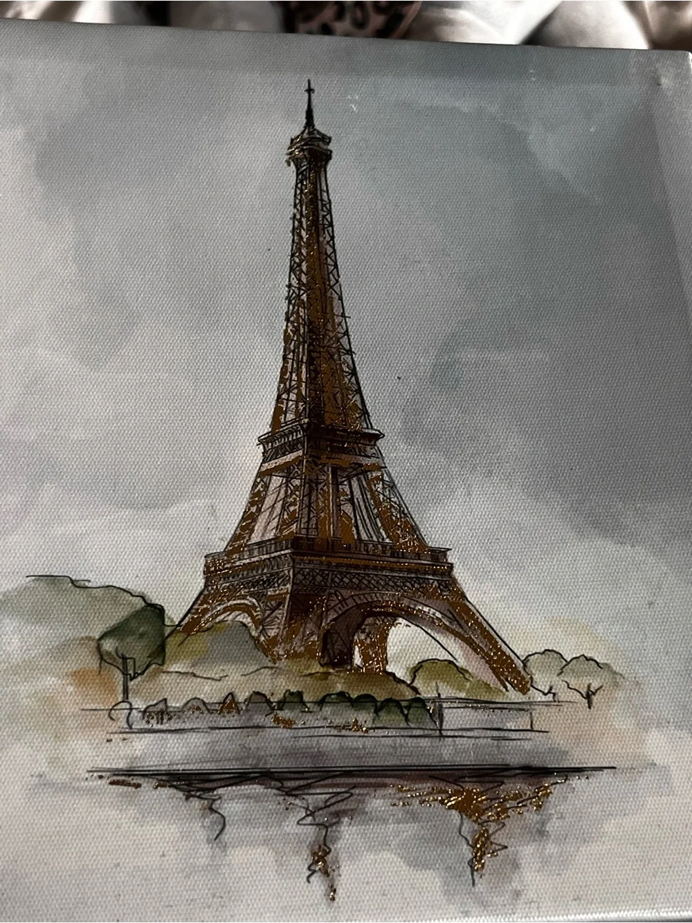 Eiffel Tower Watercolor Canvas Art - Soft Neutrals